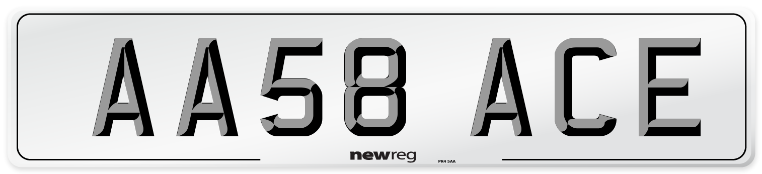 AA58 ACE Number Plate from New Reg